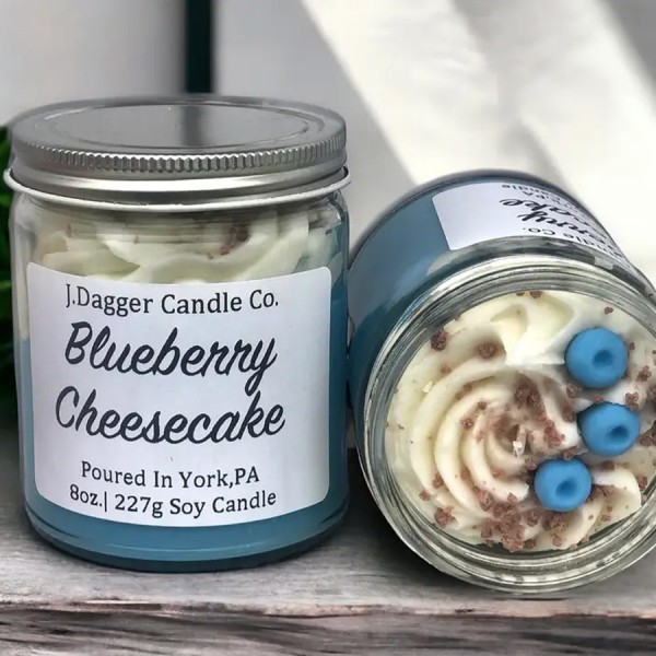 Mini Blueberry Cheesecake Dessert Soy Candle, 8oz.