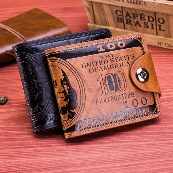 Men's Us Dollar Bill Leather Bifold Wallet