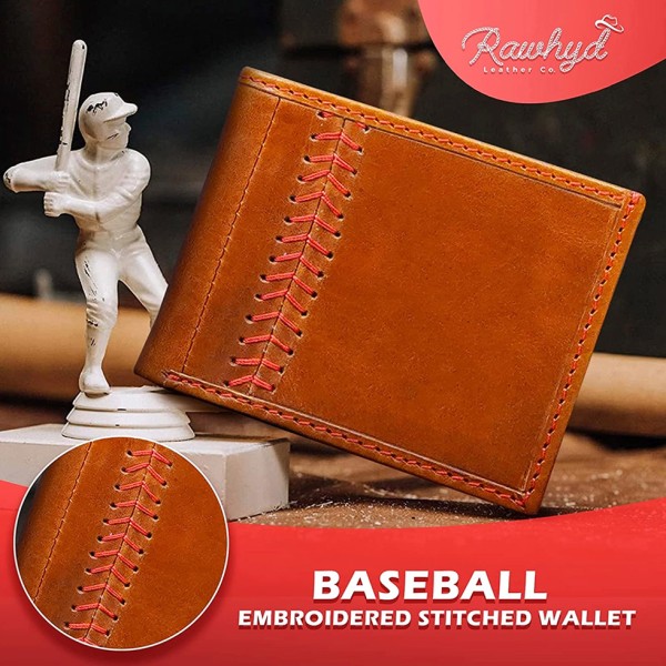 Rawhyd - Baseball Stitch Bi-Fold Leather Wallet - ...